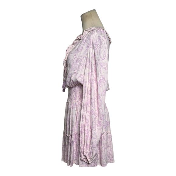 House oh Harlow 1960 pink Ajay Paisley print boho chic mini dress size small - Picture 2 of 12